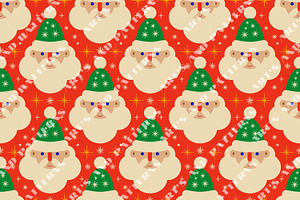 Retro Christmas Pattern With Santa