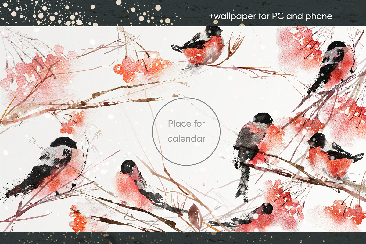Winter birds holiday collection, an Illustration by holaholga (Photo 7 of 8)