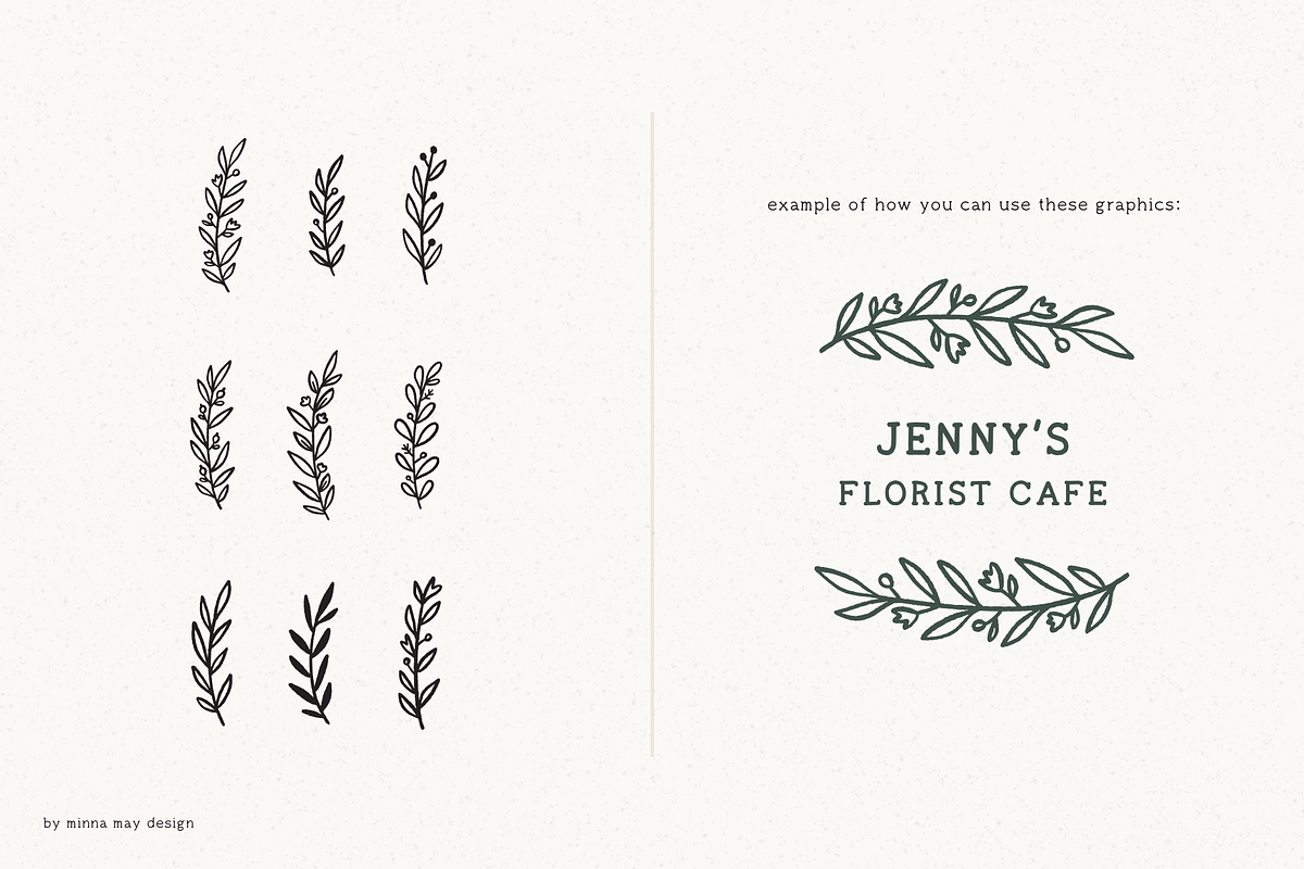 100 Hand Drawn Botanical Graphics, a Texture Illustration by Minna May Design (Photo 7 of 10)