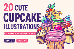 Cupcake Doodles & Dessert Clipart