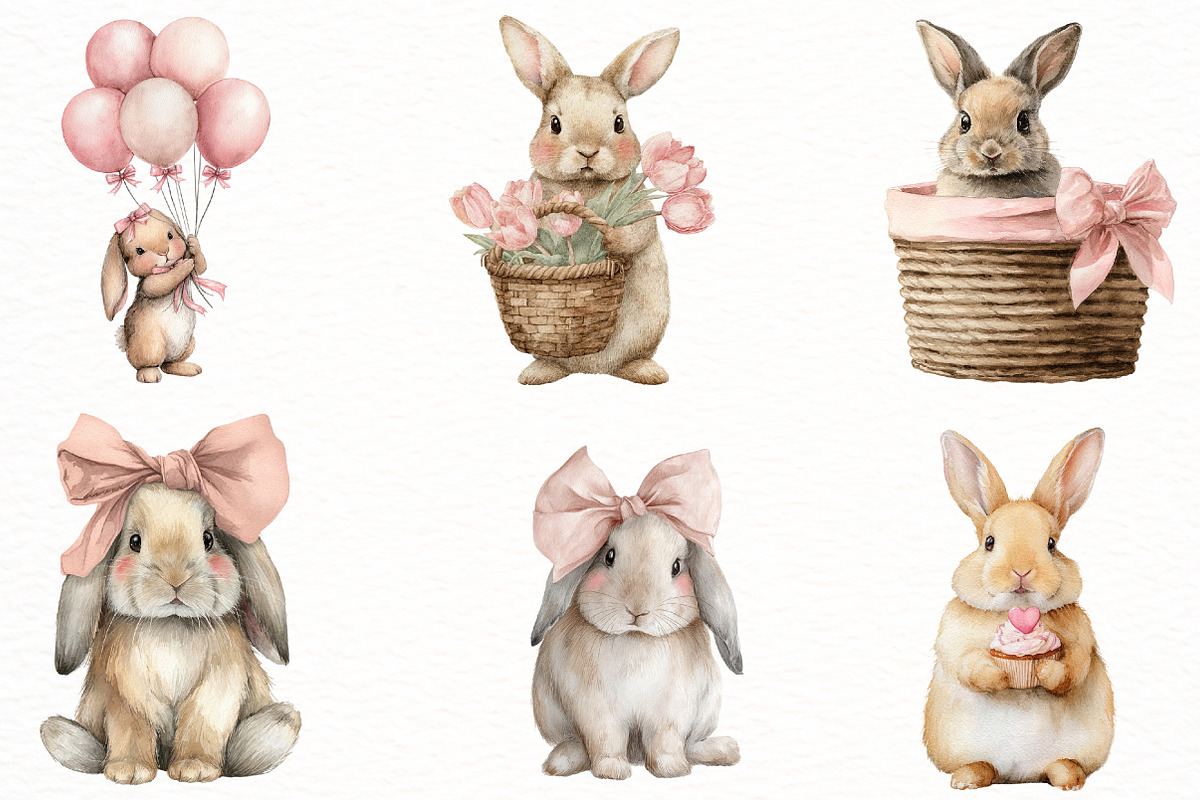 Bunny Clipart, Cute Easter Clipart, an Illustration by Designworld (Photo 6 of 7)