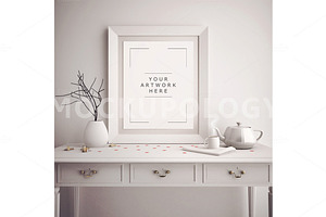 8x10 White Frame Vintage Mockup
