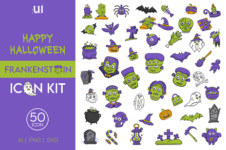 Happy Halloween Frankenstein icons