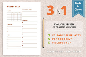 Weekly Planner Template, Canva