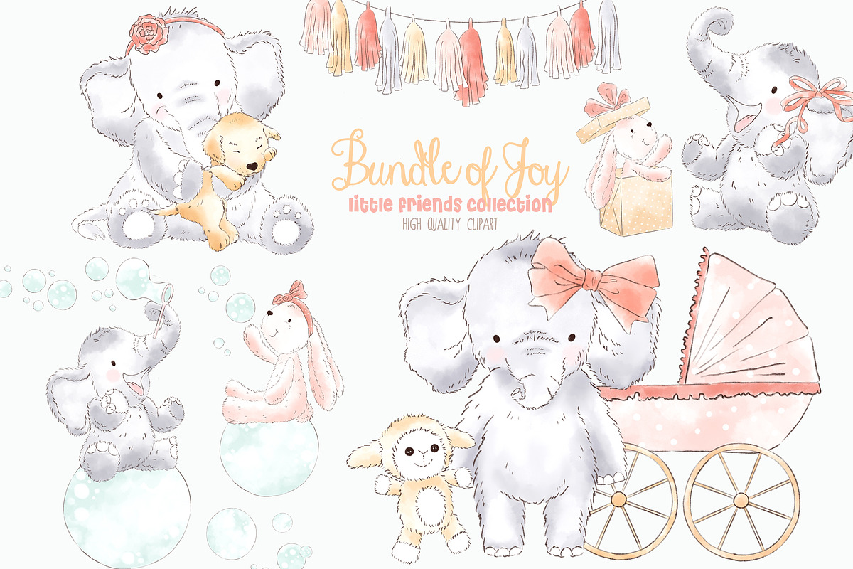Elephant Babygirl Watercolor clipart, an Animal Illustration by Magic Story Studio (Photo 1 of 4)