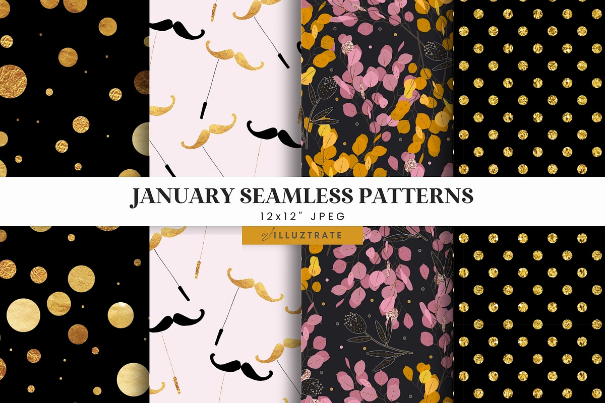 New Year Seamless Patterns, a Pattern Graphic by illuztrate (Photo 5 of 5)