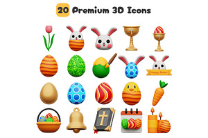 Easter Day 3D Icons