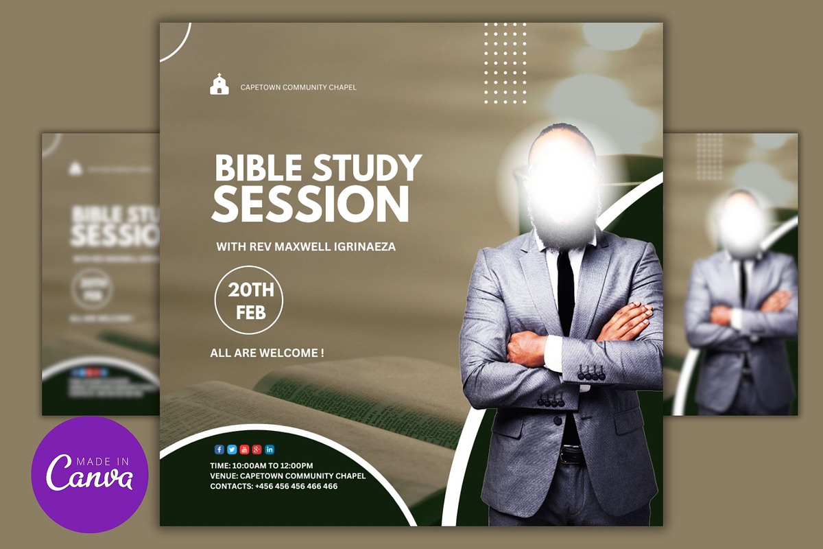 Bible Study Canva Design Template, a Social Media Template by Mishek Munene (Photo 1 of 4)