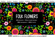 Folk Flowers. Folk Pattern, an Illustration by AvaAva (Thumbnail 1 of 26)
