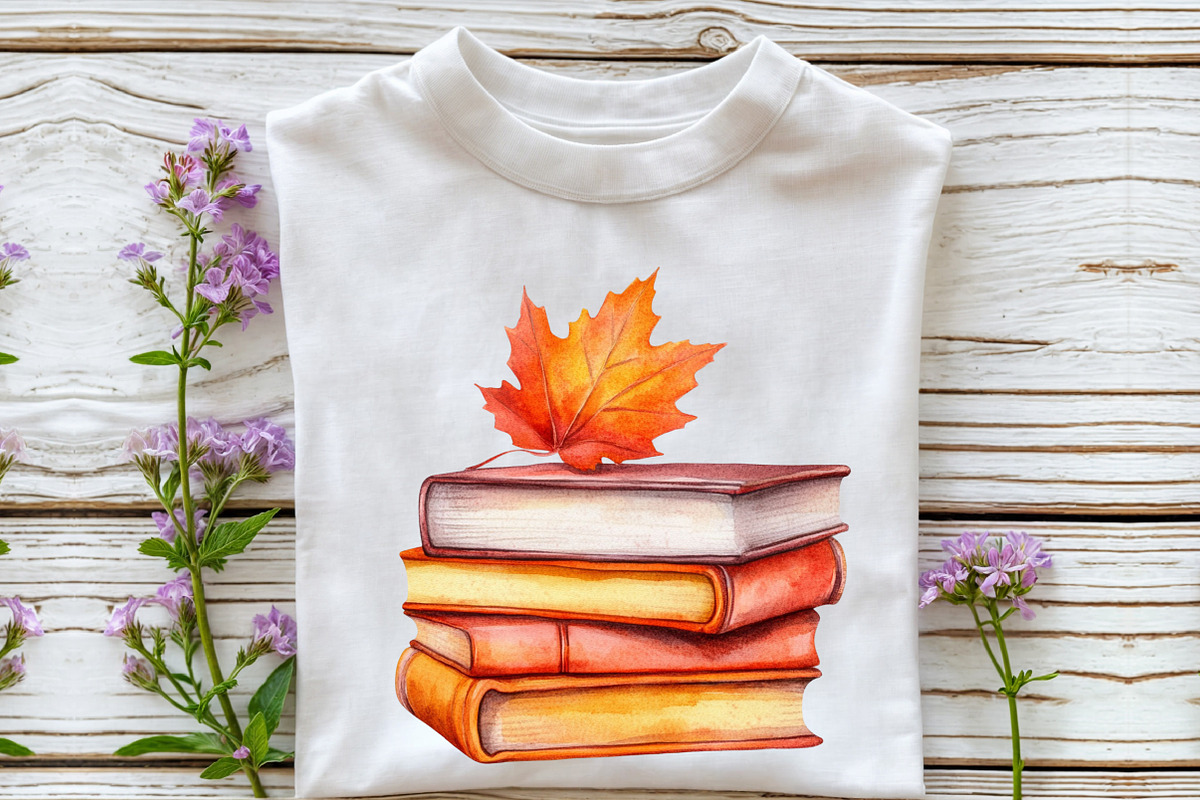 Watercolor Fall Book Stack Clipart, an Illustration by Rose Art (Photo 7 of 7)