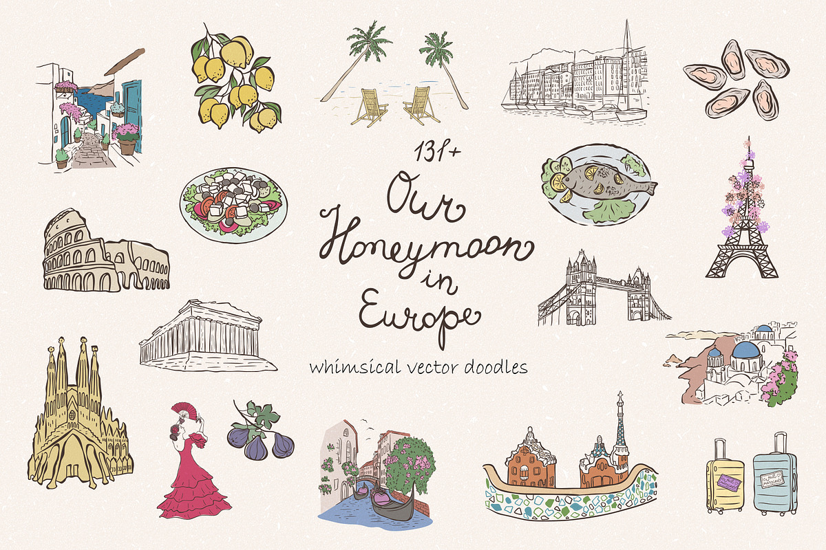 Our Honeymoon in Europe. Doodles., an Object Illustration by Designwork (Photo 1 of 9)