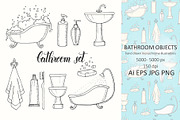 Vintage set of bathroom objects, an Object Graphic by Tabiti (Thumbnail 1 of 2)