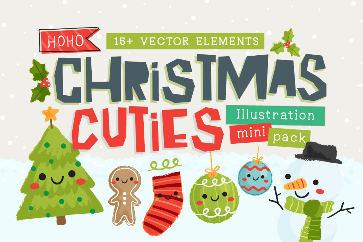 Christmas Cuties Illustration Pack, an Illustration by Quirky Queen Media (Photo 1 of 5)