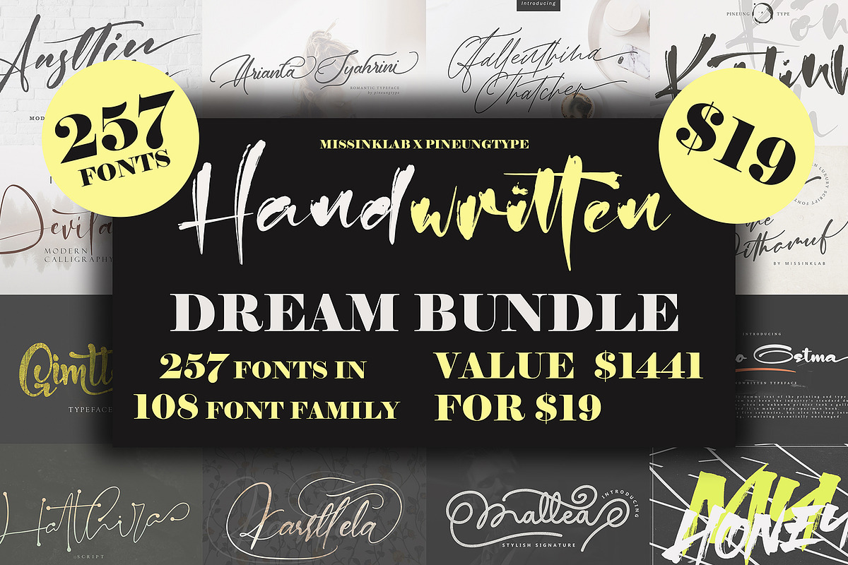 Handwritten Dream Bundle Fonts!