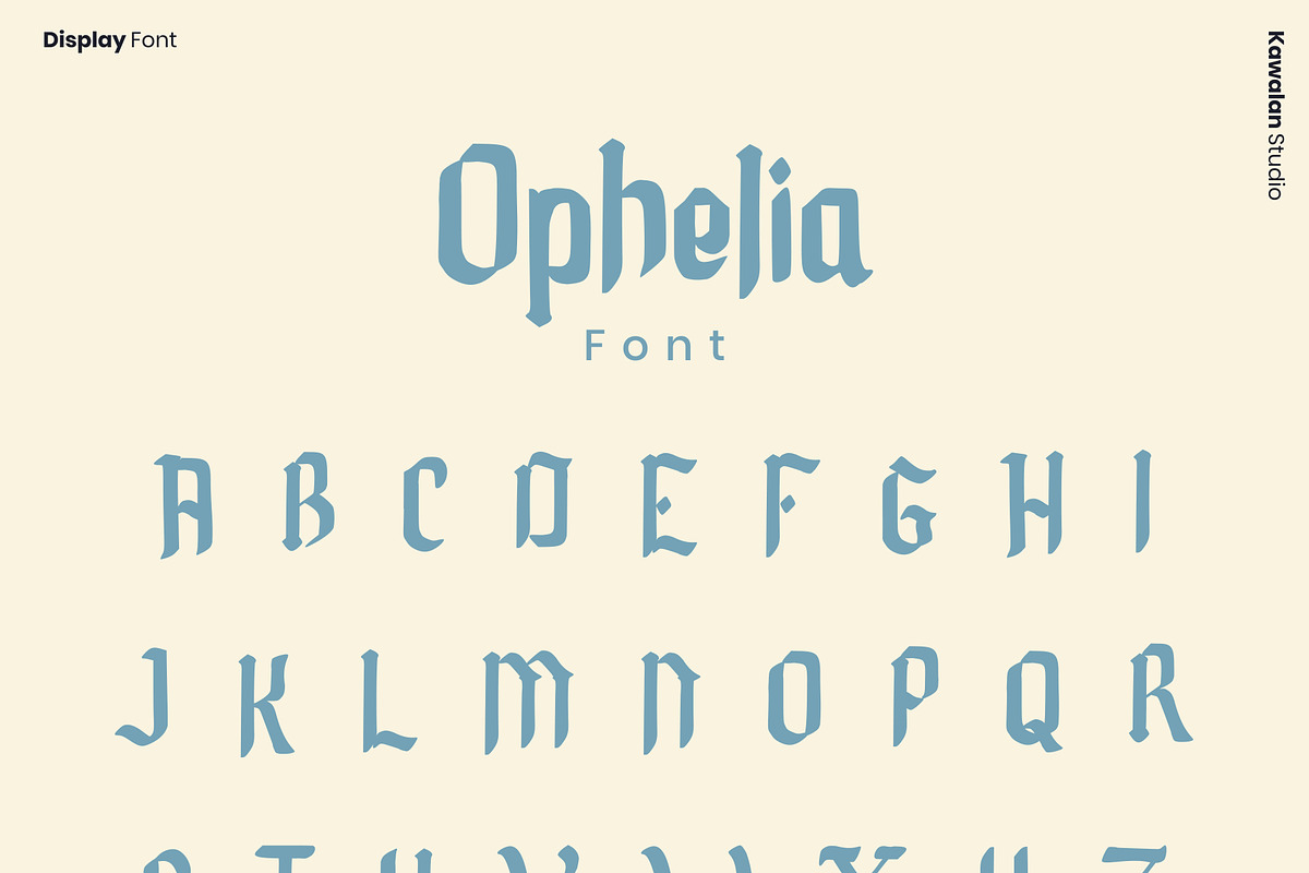 Ophelia | Display Font, a Blackletter Font by Kawalan Studio (Photo 4 of 6)