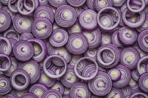Close-up of fresh red onion slices f, a Food & Drink Photo by professorinc