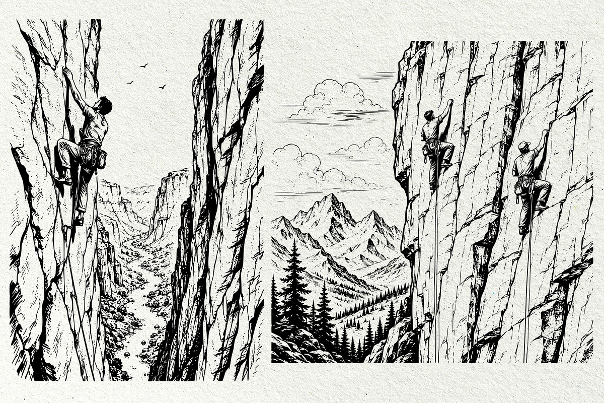 Rock Climbing Adventure Graphics, a Sport Illustration by DENIDigitalArtSudio (Photo 7 of 9)