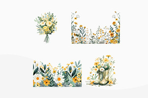 Watercolor Daisy Clipart PNG Files