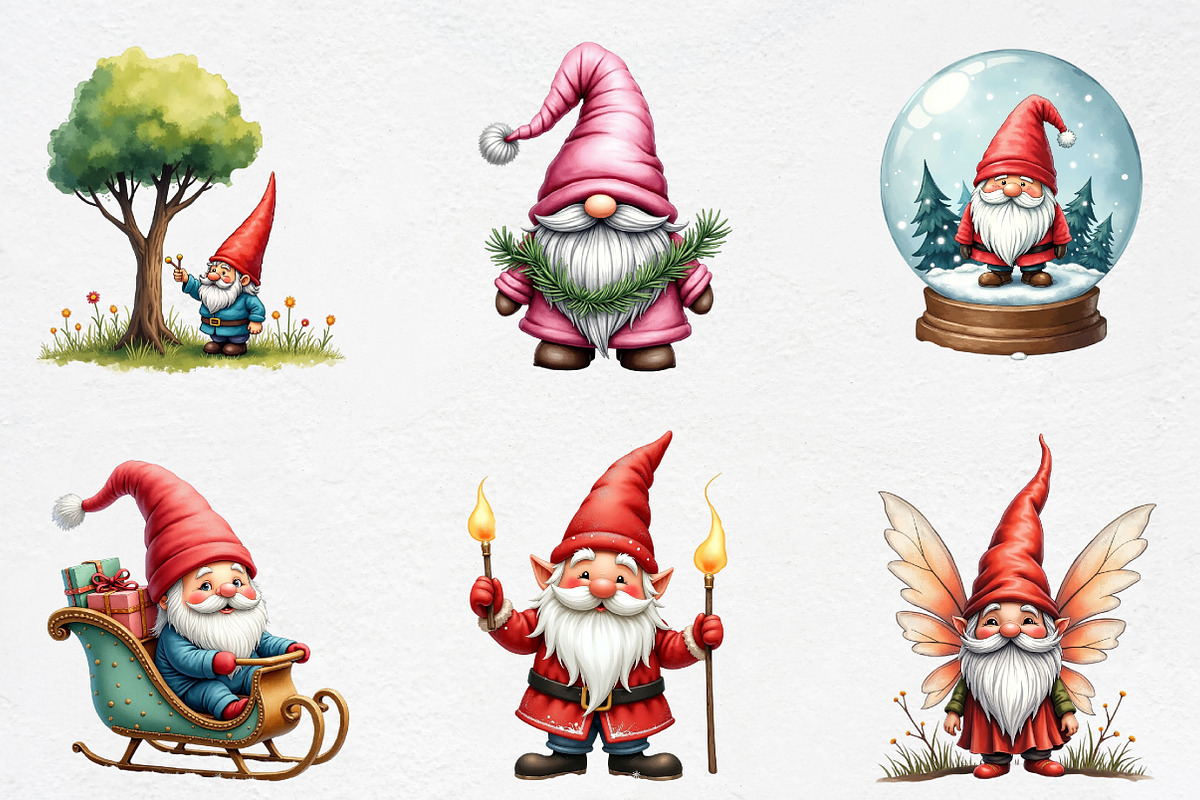 Lridescent Christmas Cute Gnome Clip, an Illustration by CrexoraLab (Photo 5 of 5)