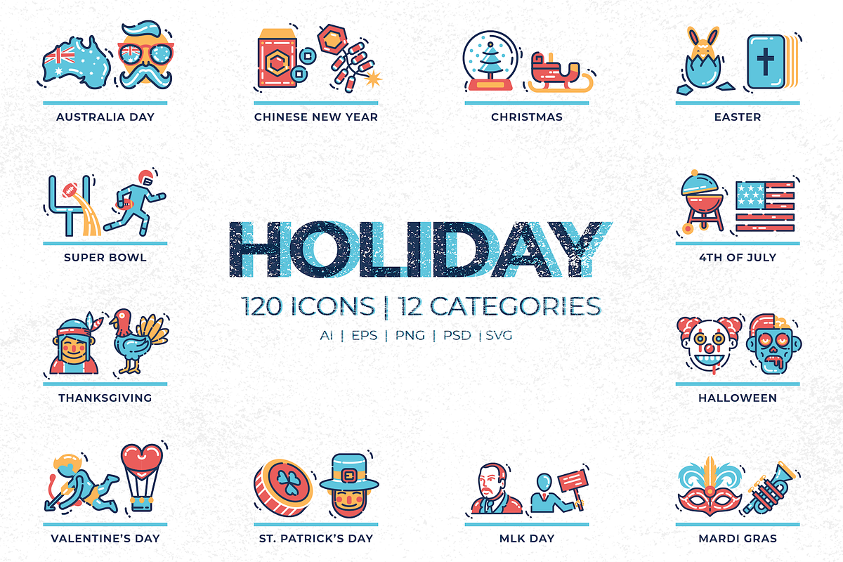 120 Holiday Icons, an Outline Icon by Flat Icons (Photo 1 of 13)