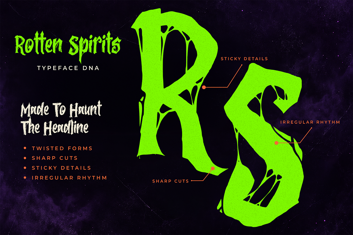 Rotten Spirits - Layered Horror Font, a Handwritten Font by agnyhasyastudio (Photo 3 of 15)