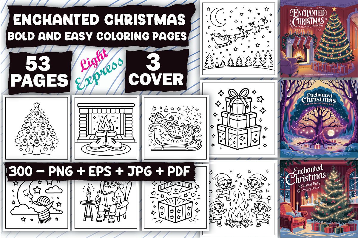 Enchanted Christmas Coloring Pages, an Illustration by LightExpress (Photo 1 of 5)