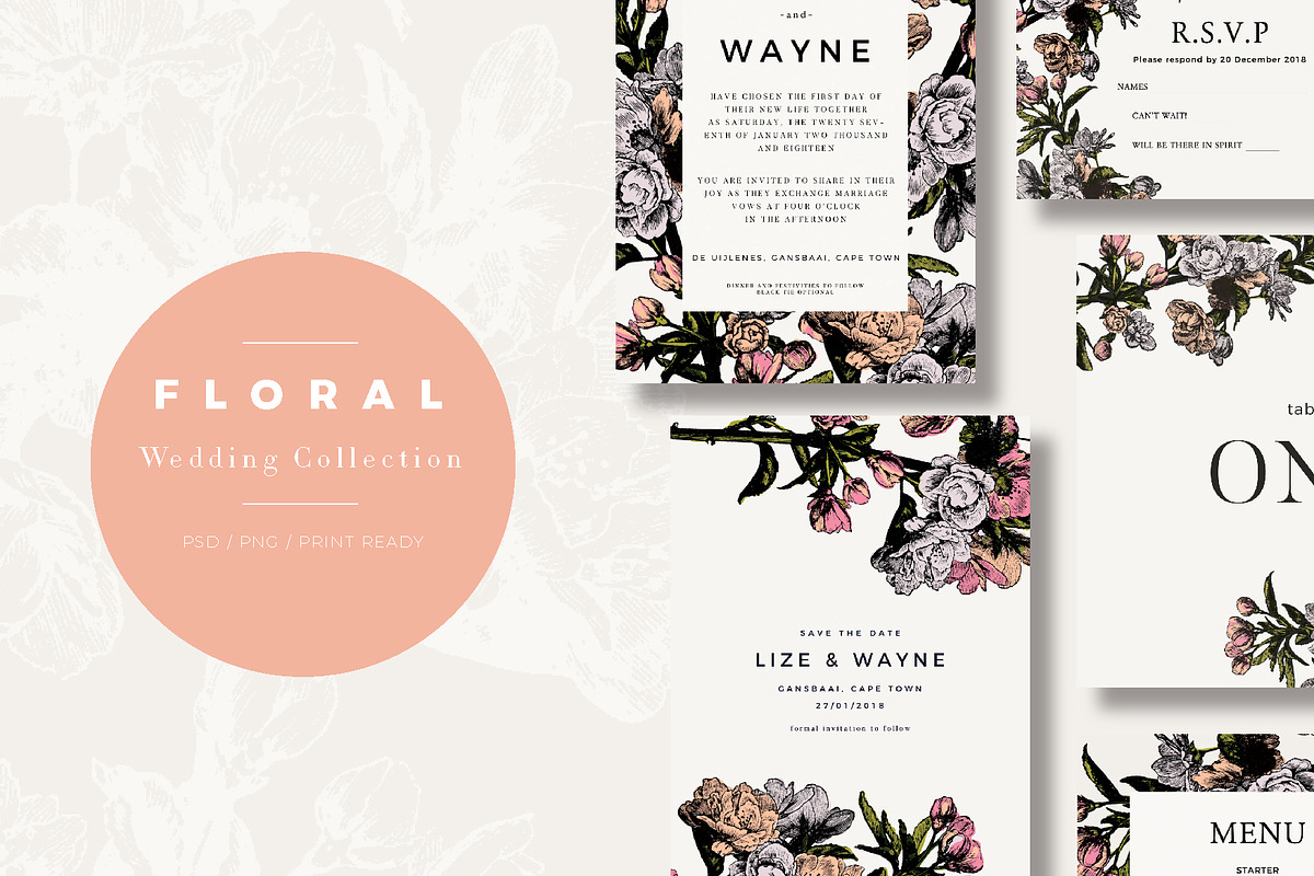 Floral Wedding Collection, an Invitation Template by Studio.lize (Photo 1 of 4)