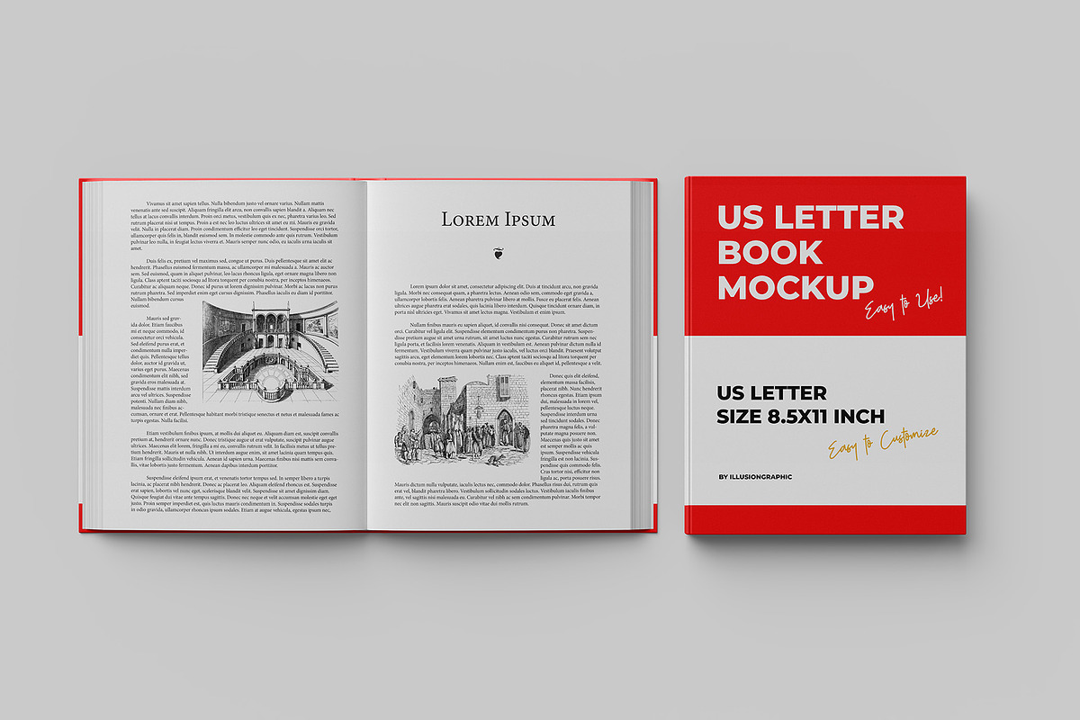 US Letter Book Mockup - 8 views, a Books & Magazine Mockup by Illusiongraphic (Photo 8 of 22)