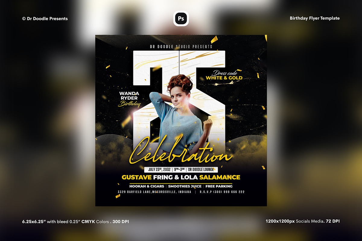 Birthday Flyer & Social Media, a Flyer Template by iDoodle Studio