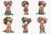 Cute Girl Sitting on Stool Clipart, an Illustration by CreationArt (Thumbnail 4 of 5)