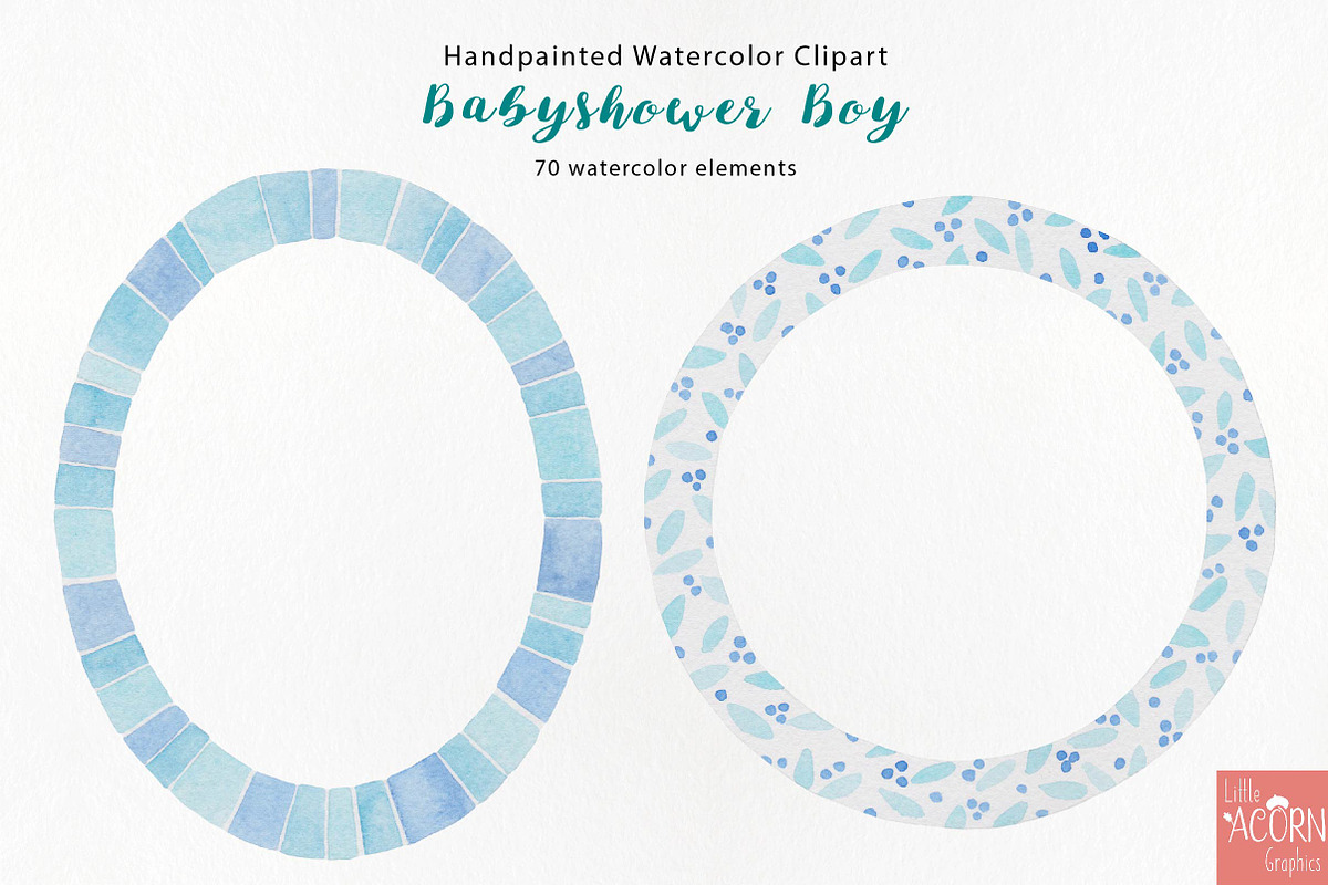 Watercolor Babyshower boy in blue, a Texture Illustration by LittleAcornGraphics (Photo 9 of 11)