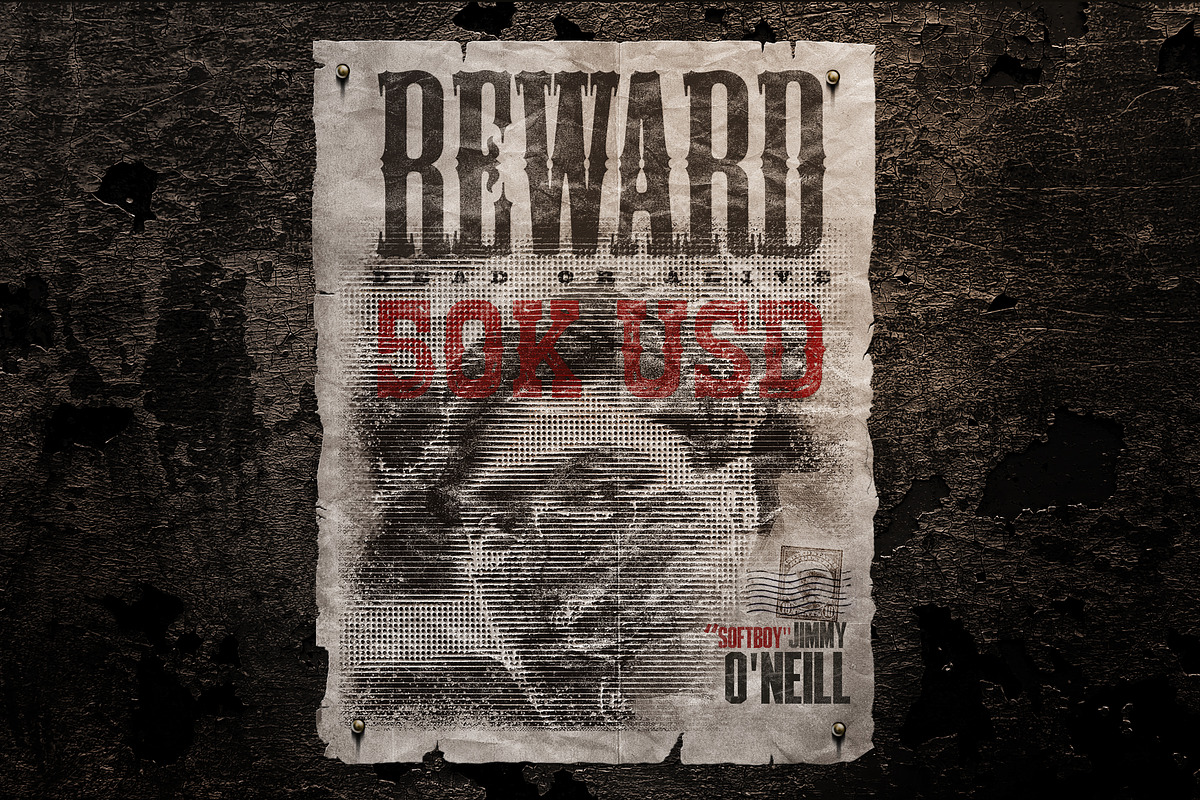 Old Wild West Wanted Poster Template, an Advertising Mockup by Giallo (Photo 1 of 14)