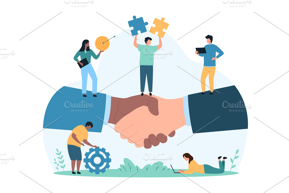 Corporate deal & success agreement, a Person Illustration by Flashvector