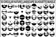 Circular Nature Landscape Silhouette, an Illustration by yasushie (Thumbnail 1 of 51)