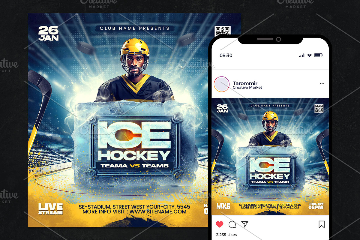 3 Hockey Flyer Template, a Flyer Template by Tarommir (Photo 5 of 7)