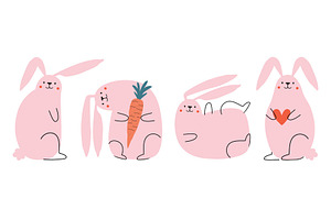 Funny pink rabbit set
