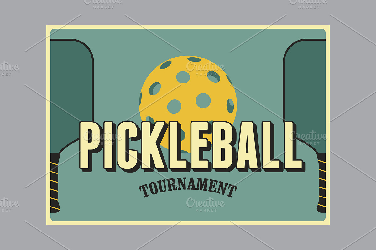 Pickleball retro vector poster set., a Sport Illustration by PoPaShop (Photo 7 of 10)