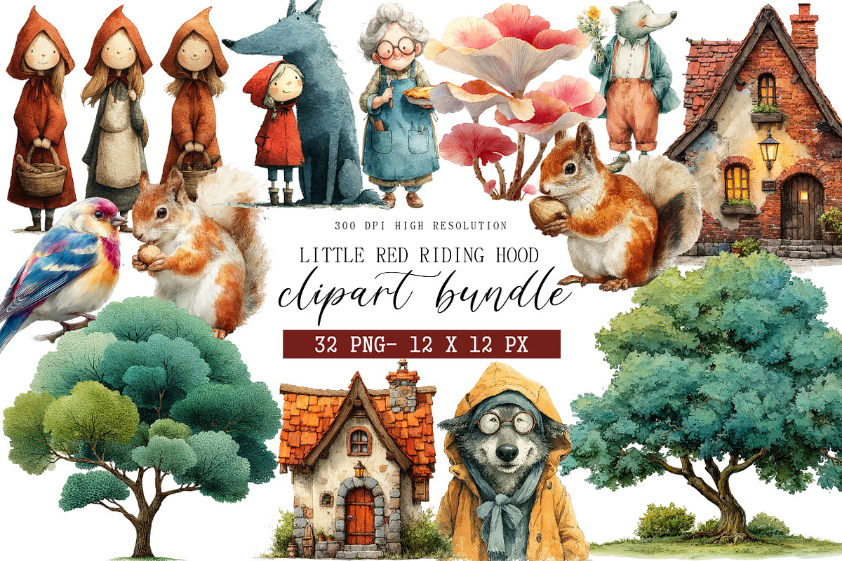 Little Red Riding Hood Clipart, an Illustration by DreamArtGraphic (Photo 1 of 4)