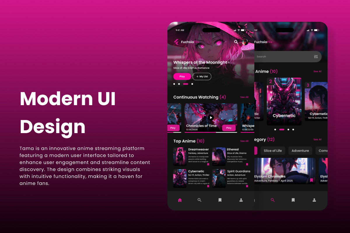 FuchsiaFlix - Anime Streaming Mobile, an App Template by trabaskriya (Photo 2 of 5)
