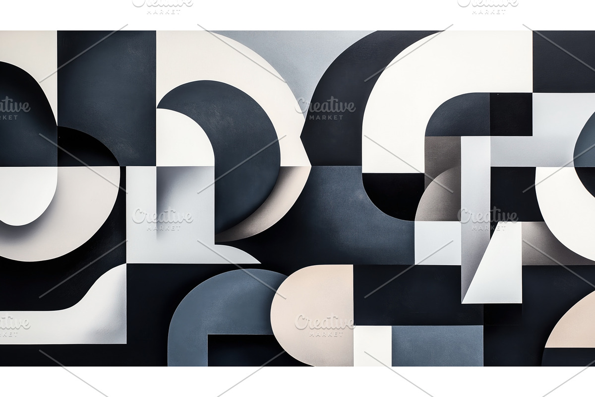 Abstract geometric composition with, an Illustration by Sergey Kotenev