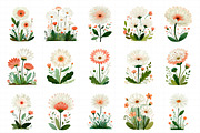 Gerbera Daisy Red & White Clipart, an Illustration by Daily.Designs (Thumbnail 5 of 5)