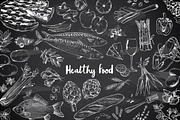 Chalkboard food set, a Food Illustration by artnLera (Thumbnail 1 of 3)