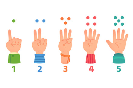 Cartoon kids hands count with