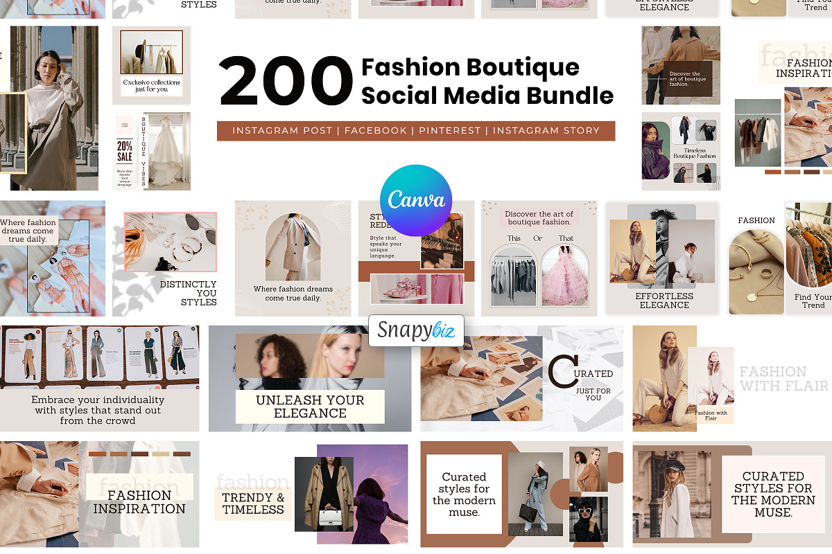 Fashion Canva Social Media Templates, a Social Media Template by Snapybiz (Photo 1 of 9)