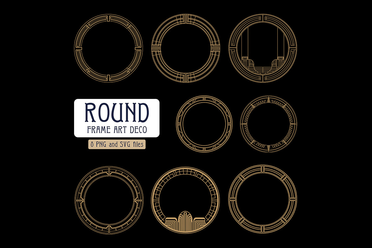 Art Deco 8 Round Frames, a Decorative Illustration by Stanislav Kharchevskyi (Photo 1 of 3)