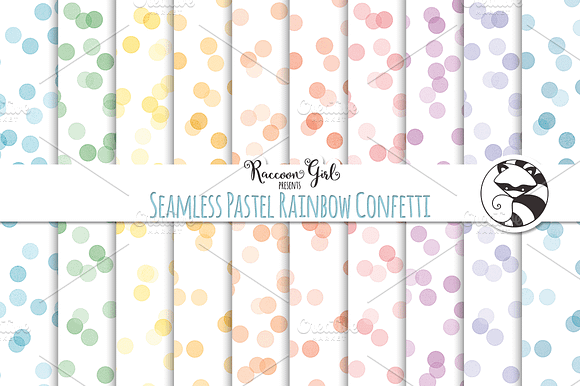 Seamless Pastel Rainbow Confetti preview 5