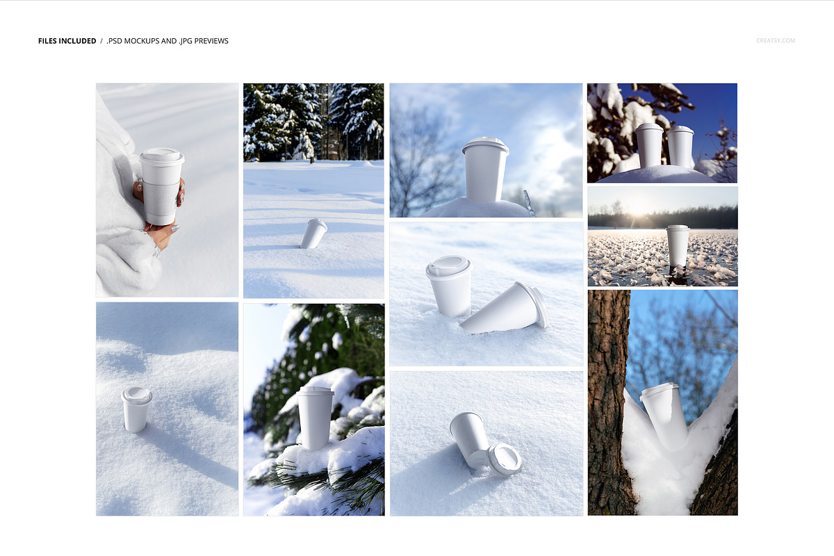 Winter Paper Cup Mockup Set v.1, a Cups & Container Mockup by creatsy5 (Photo 2 of 11)