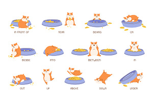 English prepositions of place set, an Animal Illustration by Good Studio
