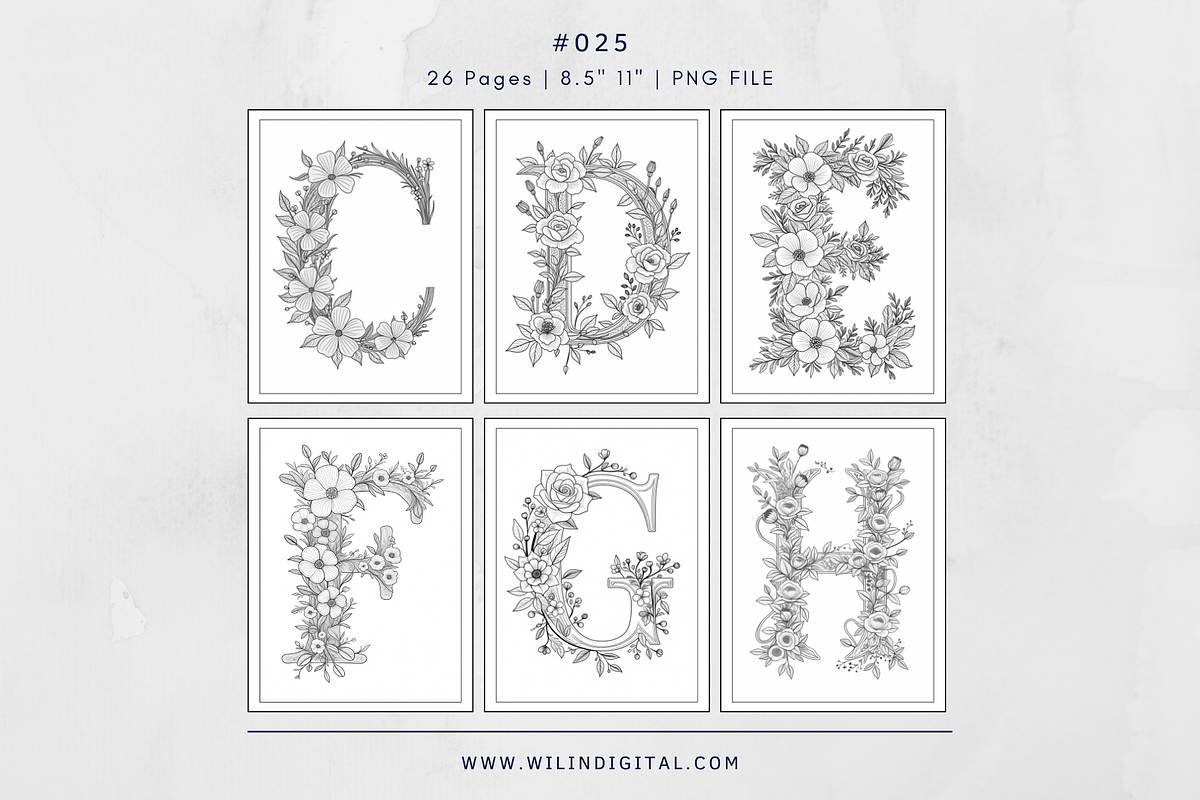 26 Alphabet Coloring Pages For Kids, an Illustration by Wilin Digital (Photo 2 of 3)