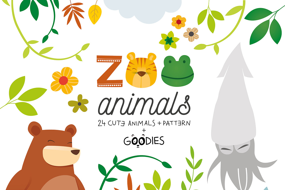 Cute Wild animals Illustration set, an Animal Illustration by Pingebat (Photo 3 of 11)